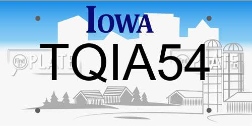 TQIA54 Iowa License Plate