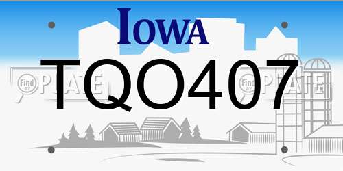 TQO407 Iowa License Plate