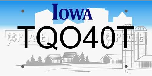 TQO40T Iowa License Plate
