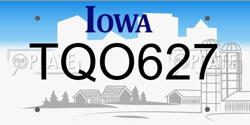 TQO627 Iowa License Plate