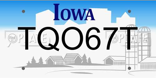 TQO67T Iowa License Plate