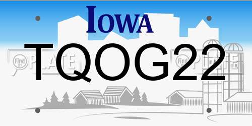 TQOG22 Iowa License Plate