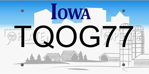 TQOG77 Iowa License Plate