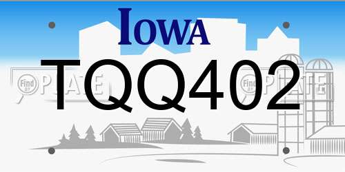 TQQ402 Iowa License Plate