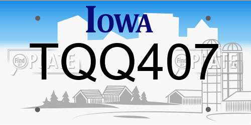 TQQ407 Iowa License Plate