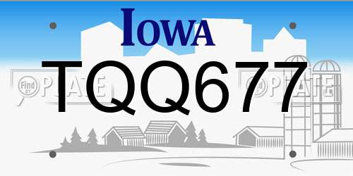 TQQ677 Iowa License Plate