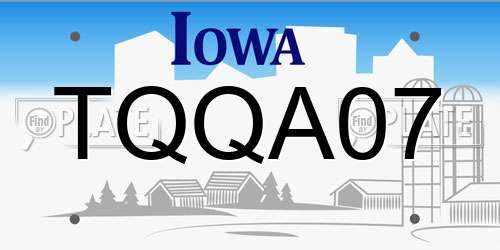TQQA07 Iowa License Plate