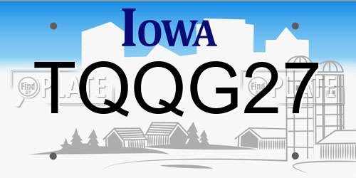 TQQG27 Iowa License Plate