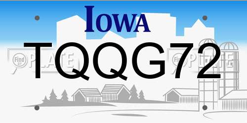 TQQG72 Iowa License Plate