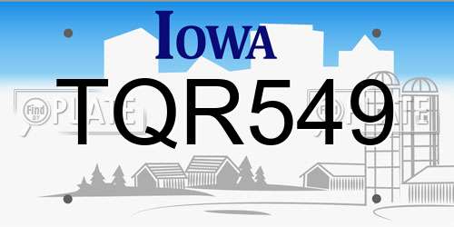 TQR549 Iowa License Plate