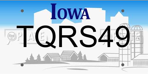 TQRS49 Iowa License Plate