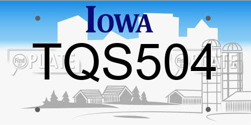 TQS504 Iowa License Plate