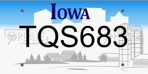 TQS683 Iowa License Plate