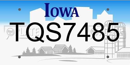 TQS7485 Iowa License Plate