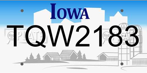 TQW2183 Iowa License Plate