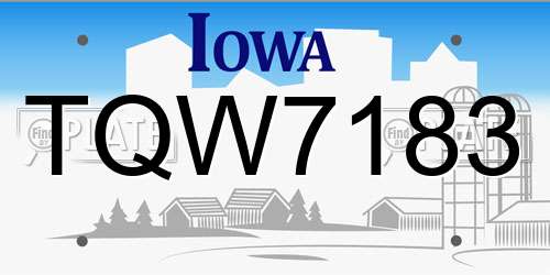 TQW7183 Iowa License Plate