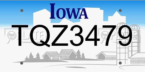 TQZ3479 Iowa License Plate