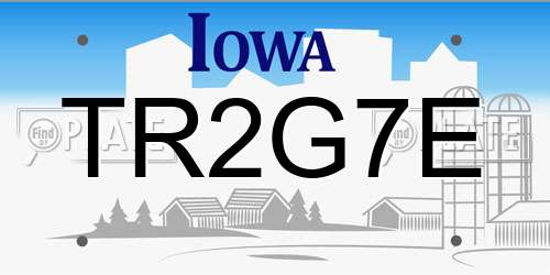 TR2G7E Iowa License Plate