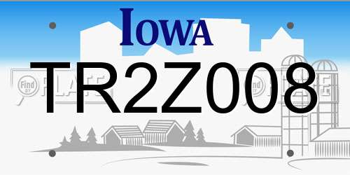 TR2Z008 Iowa License Plate