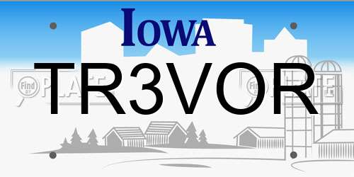 TR3VOR Iowa License Plate