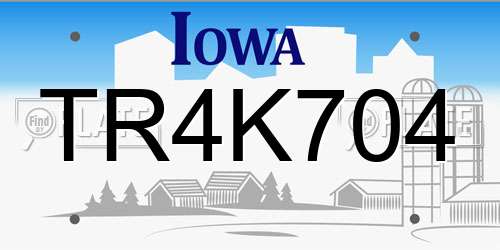 TR4K704 Iowa License Plate