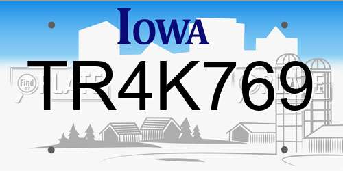 TR4K769 Iowa License Plate
