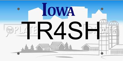 TR4SH Iowa License Plate