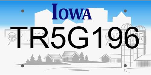TR5G196 Iowa License Plate