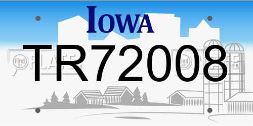 TR72008 Iowa License Plate