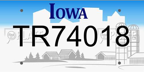 TR74018 Iowa License Plate