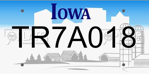 TR7A018 Iowa License Plate
