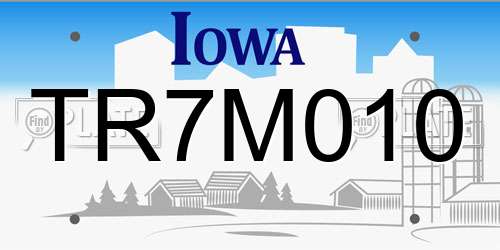 TR7M010 Iowa License Plate