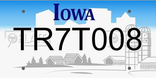 TR7T008 Iowa License Plate