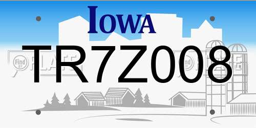 TR7Z008 Iowa License Plate