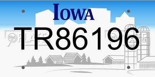 TR86196 Iowa License Plate