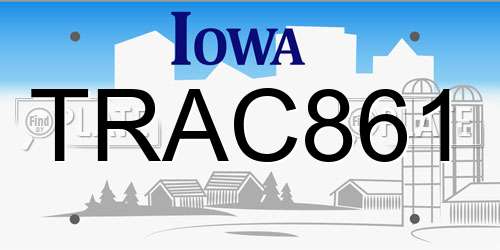 TRAC861 Iowa License Plate