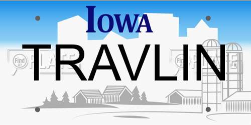 TRAVLIN Iowa License Plate