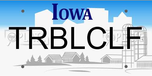 TRBLCLF Iowa License Plate