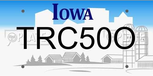 TRC50O Iowa License Plate