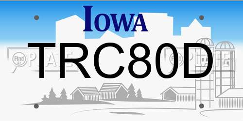 TRC80D Iowa License Plate