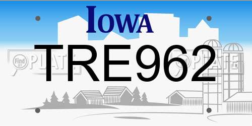 TRE962 Iowa License Plate