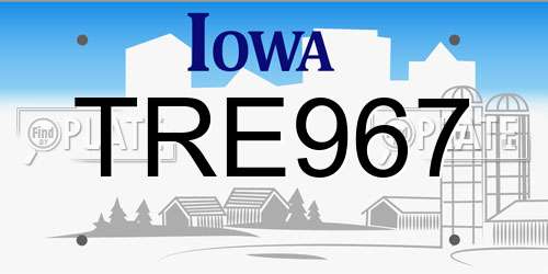 TRE967 Iowa License Plate