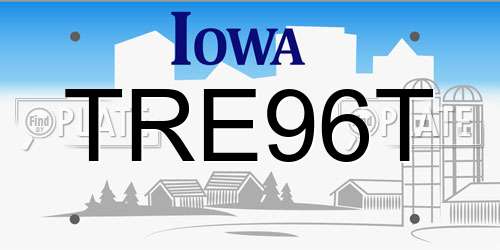 TRE96T Iowa License Plate