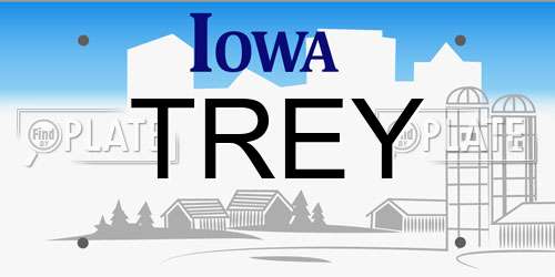 TREY Iowa License Plate