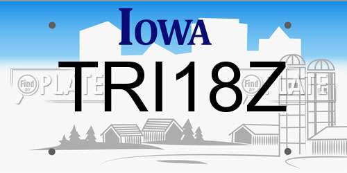 TRI18Z Iowa License Plate