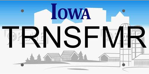 TRNSFMR Iowa License Plate