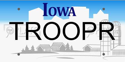 TROOPR Iowa License Plate