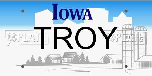 TROY Iowa License Plate