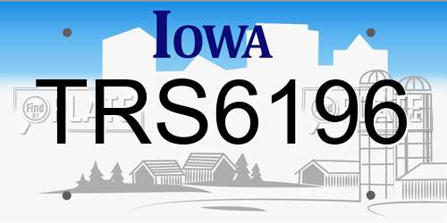 TRS6196 Iowa License Plate