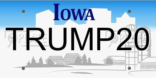 TRUMP20 Iowa License Plate